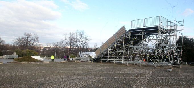 Olympijský areál na Letné na začátku ledna