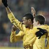 Oumar Konde z FC Curych slaví vyrovnávací gól do sítě Sparty v prvním zápase základní skupiny Poháru UEFA.