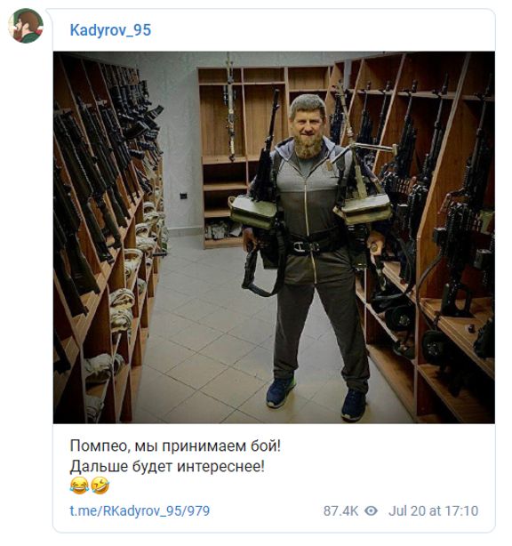 Snímek, který Kadyrov uveřejnil na síti Telegram.