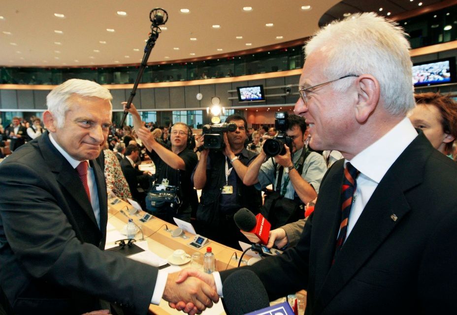 Jerzy Buzek (vlevo) a Hans-Gert Poettering