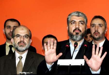 Jeden z vůdců Hamasu Chalíd Misál během tiskové konference v turecké Ankarě.