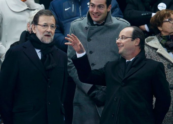 Fotbal, Francie - Španělsko: Mariano Rajoy a Francois Hollande