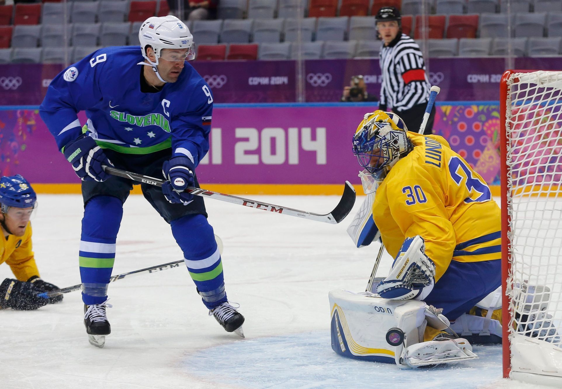Soči 2014: Švédsko - Slovinsko, Razindar - Lundqvist (hokej, muži, čtvrtfinále 1)