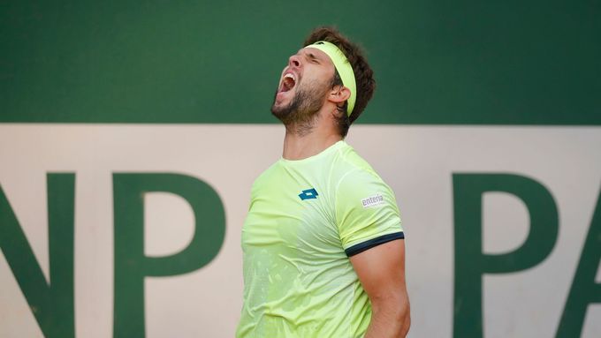 Tennis - French Open - Roland Garros, Paris, France - October 1, 2020  Czech Republic's Jiri Vesely in action during his second round match against Russia's Karen Khachan