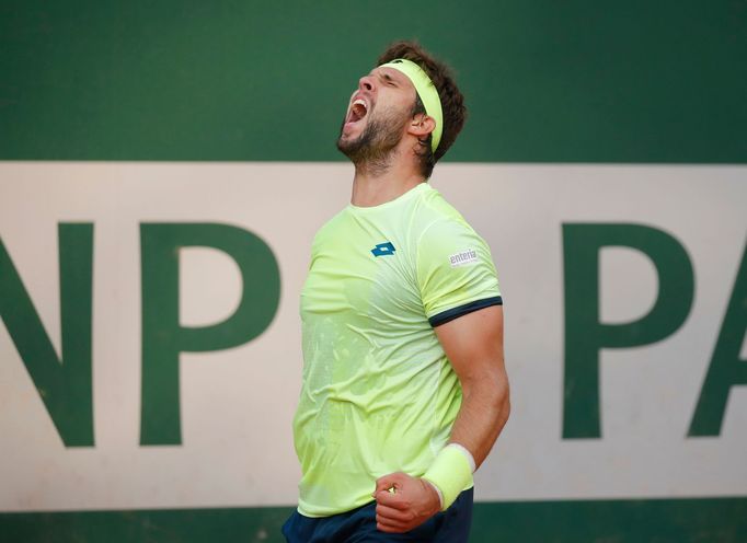 Tennis - French Open - Roland Garros, Paris, France - October 1, 2020  Czech Republic's Jiri Vesely in action during his second round match against Russia's Karen Khachan