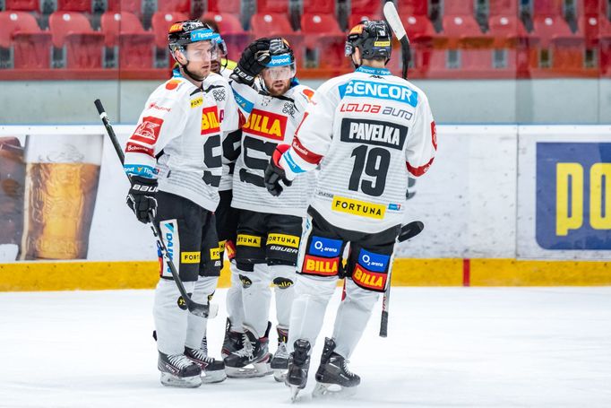 Radost hokejistů Sparty v zápase extraligy.