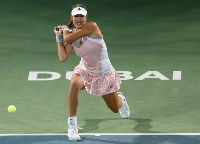 Garbine Muguruzaová  v semifinále turnaje v Dubaji 2015