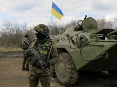 Ukrajinští vojáci při operaci v Kramatorsku.