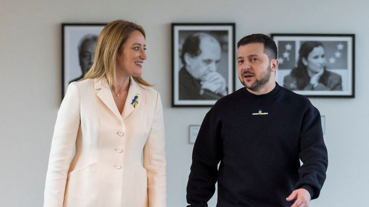 Zelenskyj v Bruselu mluvil o "strašném roce". Děkoval za podporu a řekl si o stíhačky; Zdroj foto: Reuters