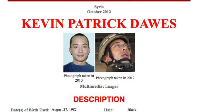 V Sýrii propuštěný americký fotograf Kevin Patrick Dawes