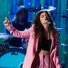 Singer Lorde performs with remaining members of band Nirvana after it was inducted during 29th annual Rock and Roll Hall of Fame Induction Ceremony in Brooklyn, New York