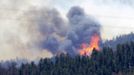 A huge smoke plume rises from the High Park Fire, west of Fort Collins, Colorado June 13, 2012. The fire was estimated to be more than 46,000 acres, according to the county sheriff on Wednesday. REUTERS/Rick Wilking (UNITED STATES - Tags: DISASTER ENVIRONMENT) Published: Čer. 14, 2012, 12:08 dop.