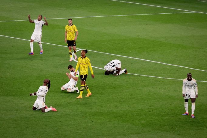 Soccer Football - Champions League - Final - Borussia Dortmund v Real Madrid - Wembley Stadium, London, Britain - June 1, 2024 Real Madrid's Ferland Mendy, Nacho, Antonio