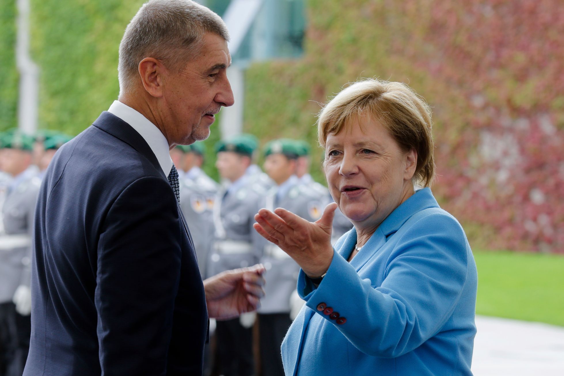 Andrej Babiš a Angela Merkelová na setkání v Berlíně.