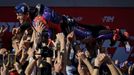 MotoGP - Solidarity Grand Prix of Barcelona - Circuit de Barcelona-Catalunya, Barcelona, Spain - November 17, 2024 Prima Pramac Racing's Jorge Martin celebrates with team