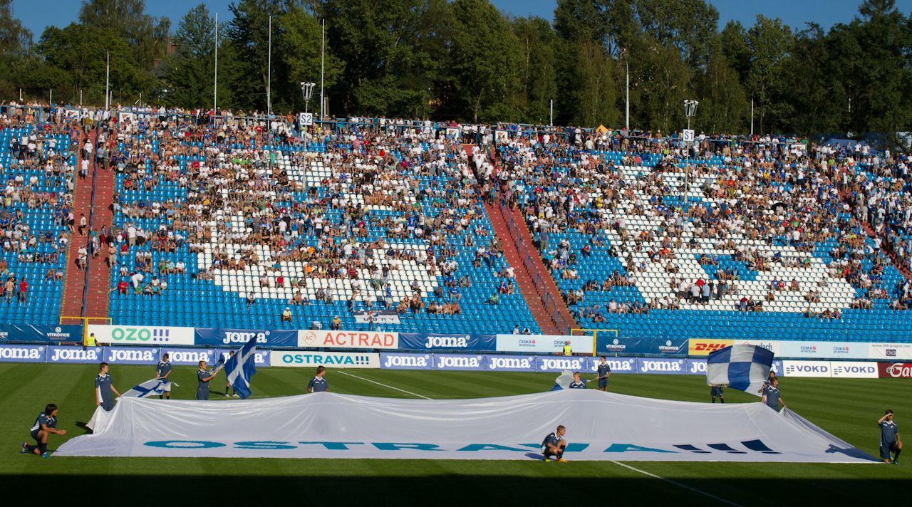 Ostravští fanoušci, stadion Bazaly, v zápase Ostrava - Plzeň