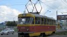 Tramvaj T3 v ruském městě Barnaul na fotografii z roku 2008