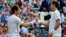 Andy Murray a Tomáš Berdych v semifinále Wimbledonu 2016