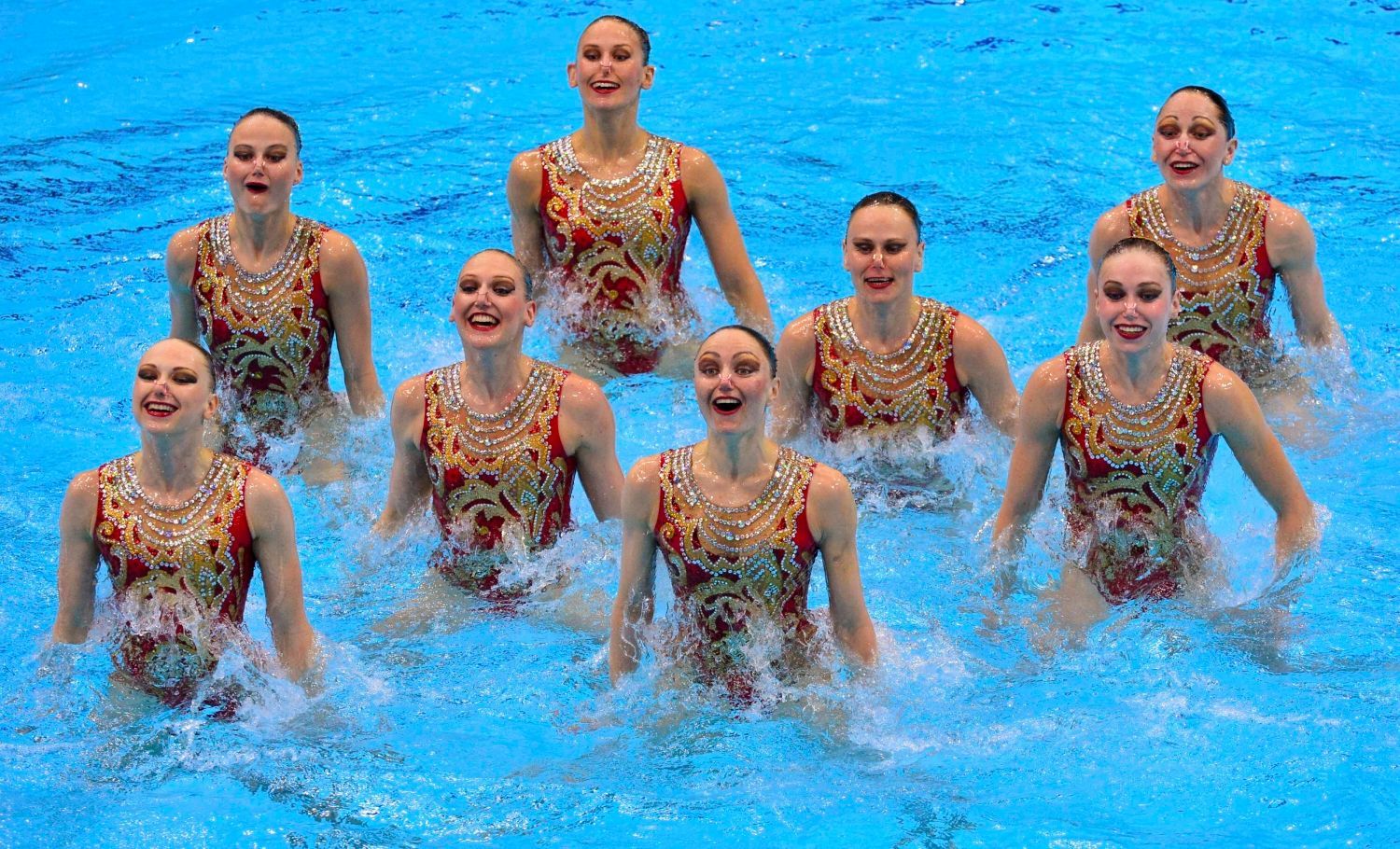 Synchronizované plavání na OH 2012 v Londýně.