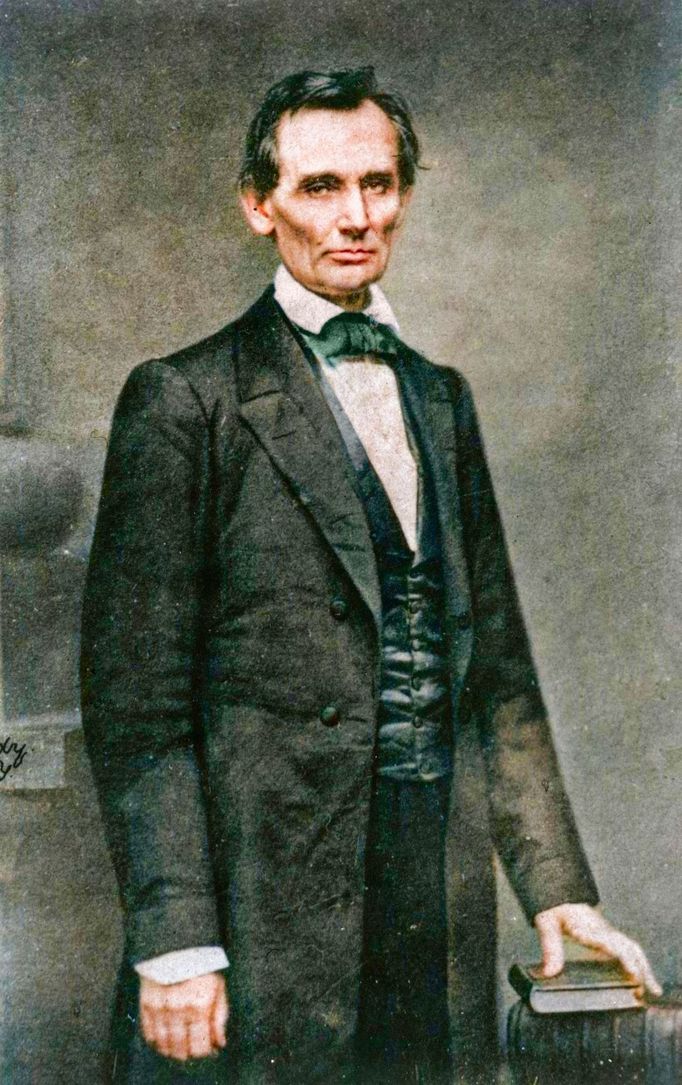 Mathew Brady, Abraham Lincoln, 1860, kolorováno.