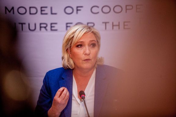Marie Le Penová na Konferenci evropských protiimigračních stran z frakce Evropa národů a svobody, kterou pořádá SPD.