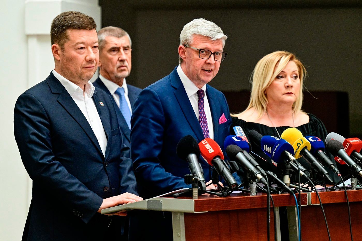 Tisková konference ANO a SPD.