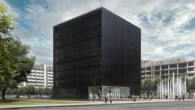 Vizualice návrhu Moravskoslezské vědecké knihovny v Ostravě od architektů Ladislava Kuby a Tomáše Pilaře, která se líbí odborníkům i veřejnosti.