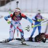 Czech Republic's Soukalova leaves the shooting range during the women's biathlon 15km individual event at the Sochi 2014 Winter Olympic Games in Rosa Khutor