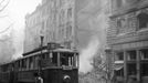 Vinohradská ulice (dříve Schwerinova), asi 20 metrů pod Vinohradskou tržnicí. Při náletech bylo poškozeno asi 40 tramvajových vozů.