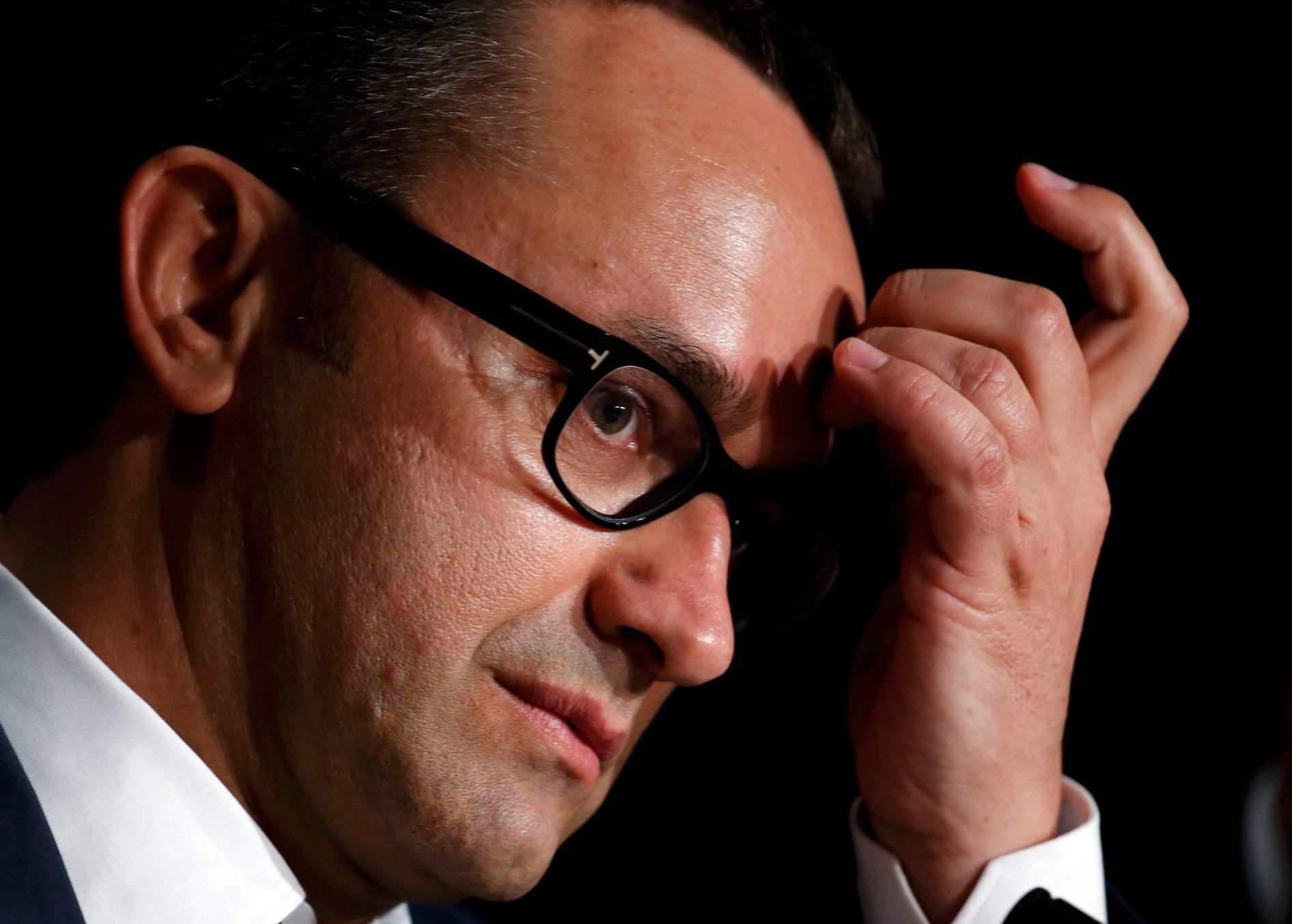 Cast member Director Andrey Zvyagintsev attends a news conference during a photocall for the film &quot;Leviathan&quot; in competition at the 67th Cannes Film Festival in Cannes