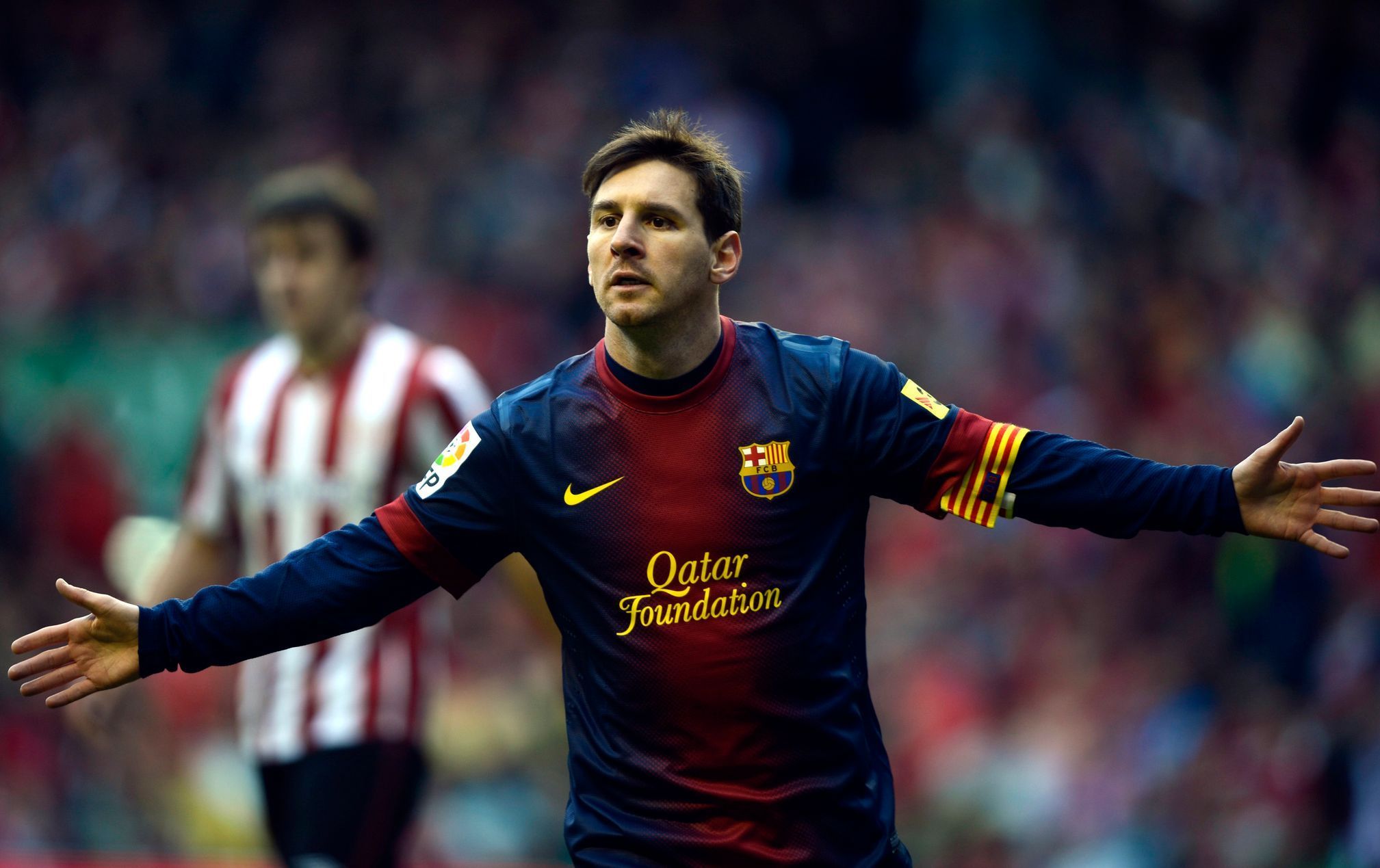 Fotbal, FC Barcelona -  Athletic Bilbao: Lionel Messi  slaví gól