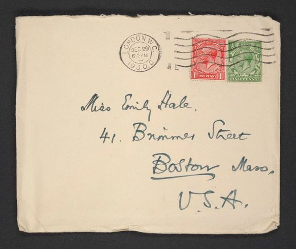 Eliotův dopis Haleové zaslaný na její bostonskou adresu.