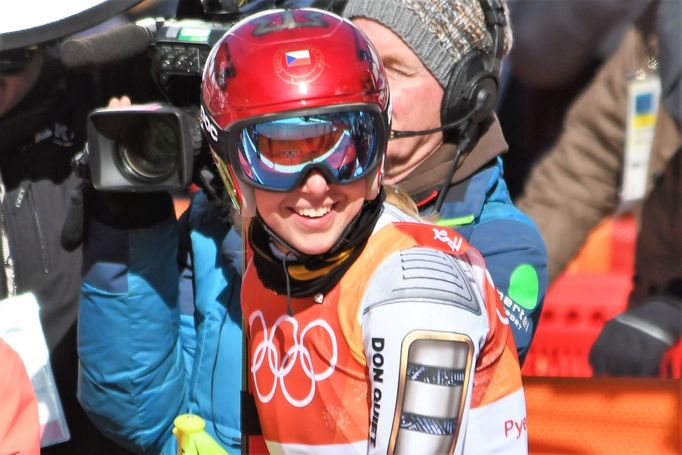 Ester Ledecká v super-G na ZOH 2018