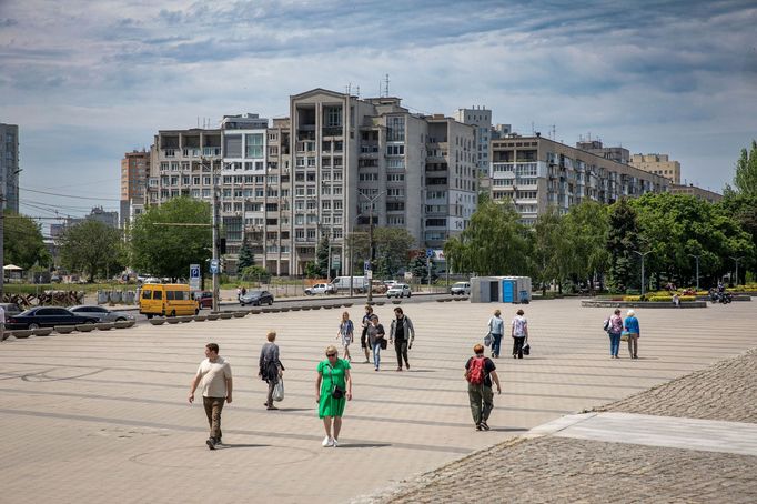 Město Dnipro na jihovýchodní Ukrajině.