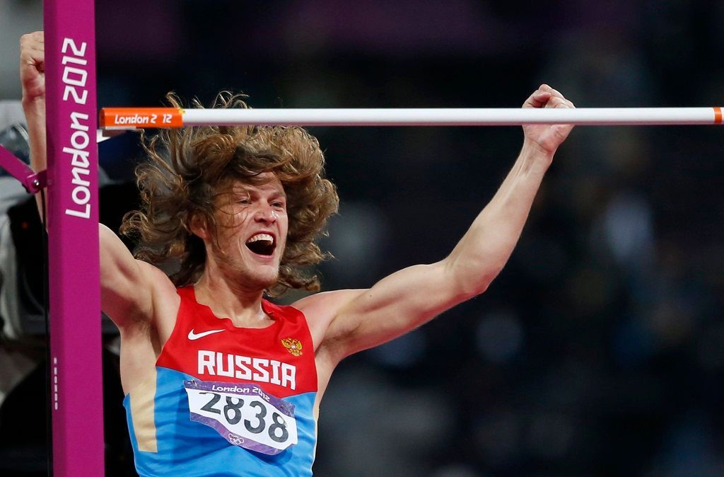 Ruský výškař Ivan Uchov na olympijských hrách v Londýně 2012
