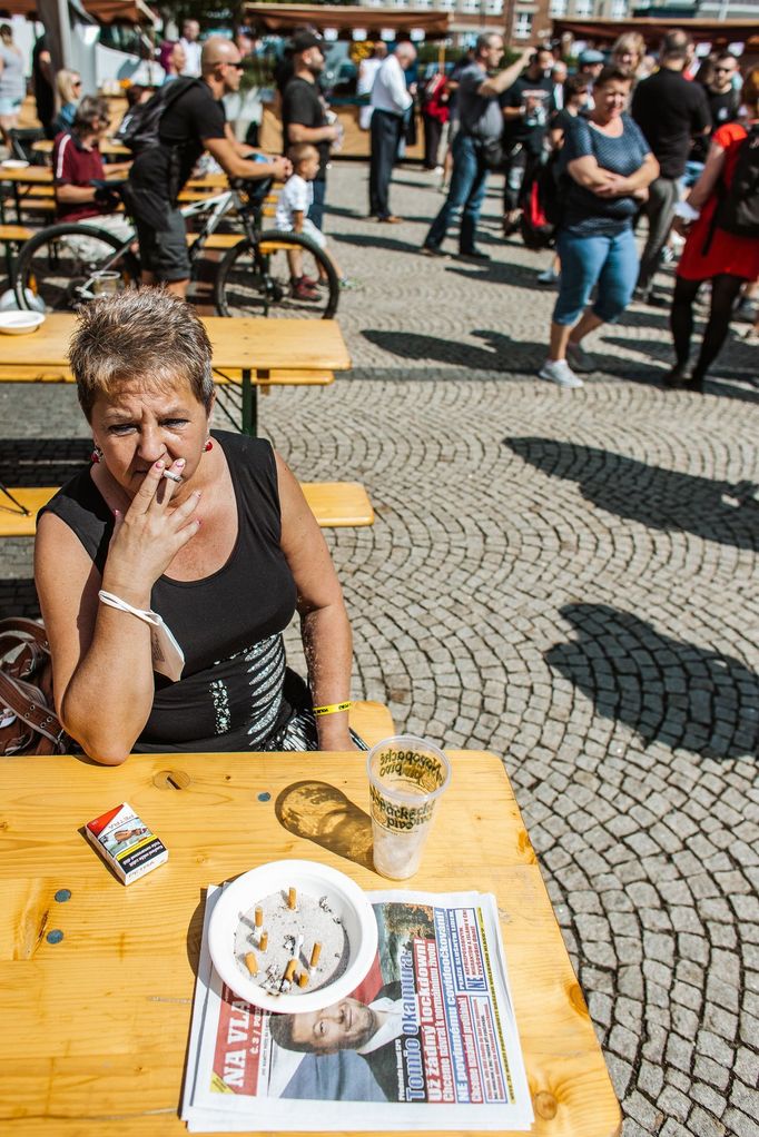 Záběry z volebního mítinku strany SPD, který se uskutečnil v Olomouci 21. 8. 2021