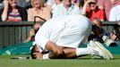 Francouzský tenista Jo-Wilfried Tsonga v semifinále Wimbledonu 2012.