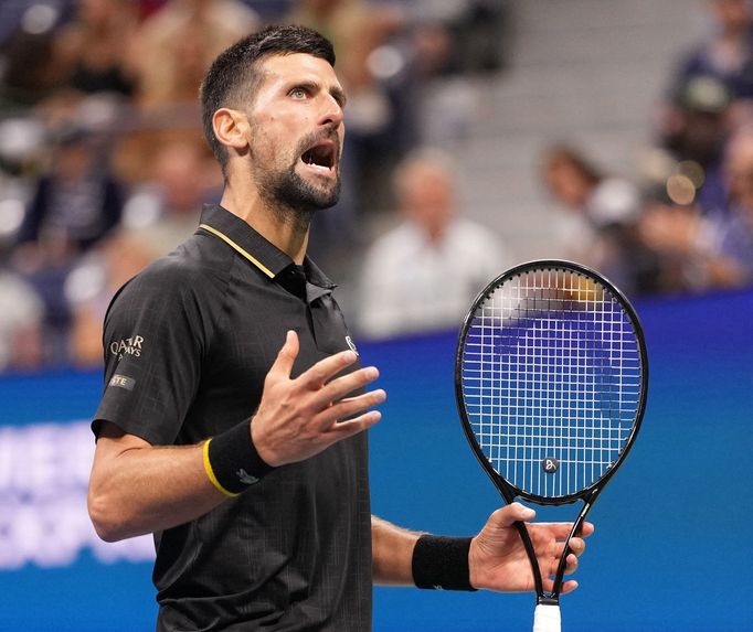 Novak Djokovič v utkání 3. kola US Open 2025