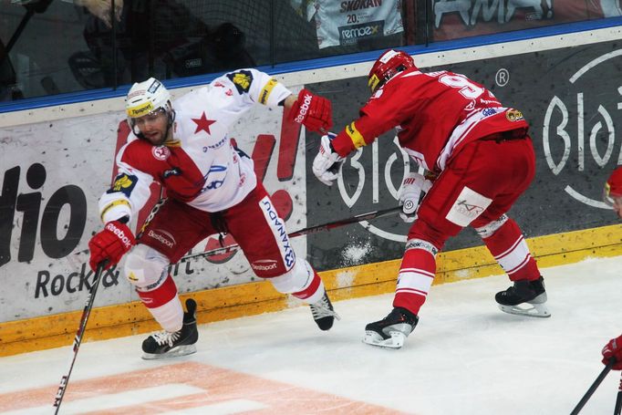 Utkání hokejové extraligy Slavia vs. Třinec