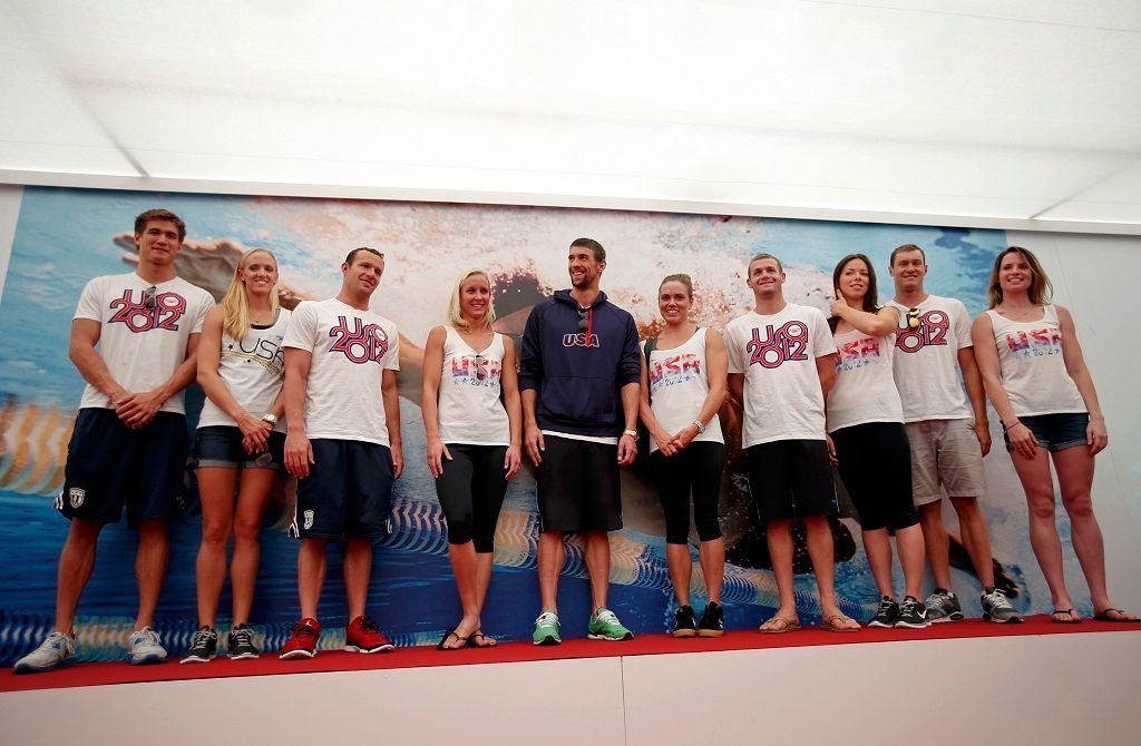 Phelps a americký tým plavců, trénink na olympiádě v Londýně 2012