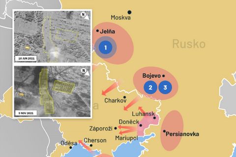 Tudy může vést invaze. Satelity odhalují polohu ruských vojsk u hranic s Ukrajinou