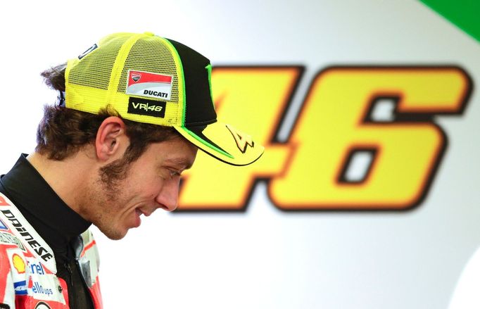 Italský motocyklista Valentino Rossi během tréninku MotoGP ve Velké ceně San Marina 2012.