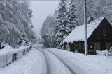 Sníh v Horní Lipové na Jesenicku