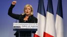 Marine Le Pen, the National Front party leader and their presidential candidate attends campaign rally in Paris