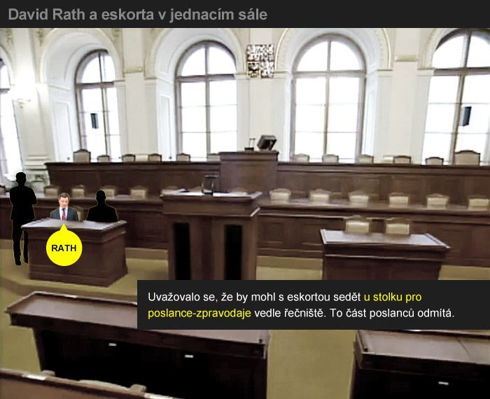 David Rath a eskorta v jednacím sále
