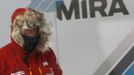 Britain's Prince Harry helps take down a tent during a cold chamber training exercise with the Walking with the Wounded South Pole Allied Challenge 2013 British team at Nuneaton in central