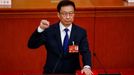 Čínský viceprezident Chan Čeng skládá přísahu po zvolení 10. března 2023.