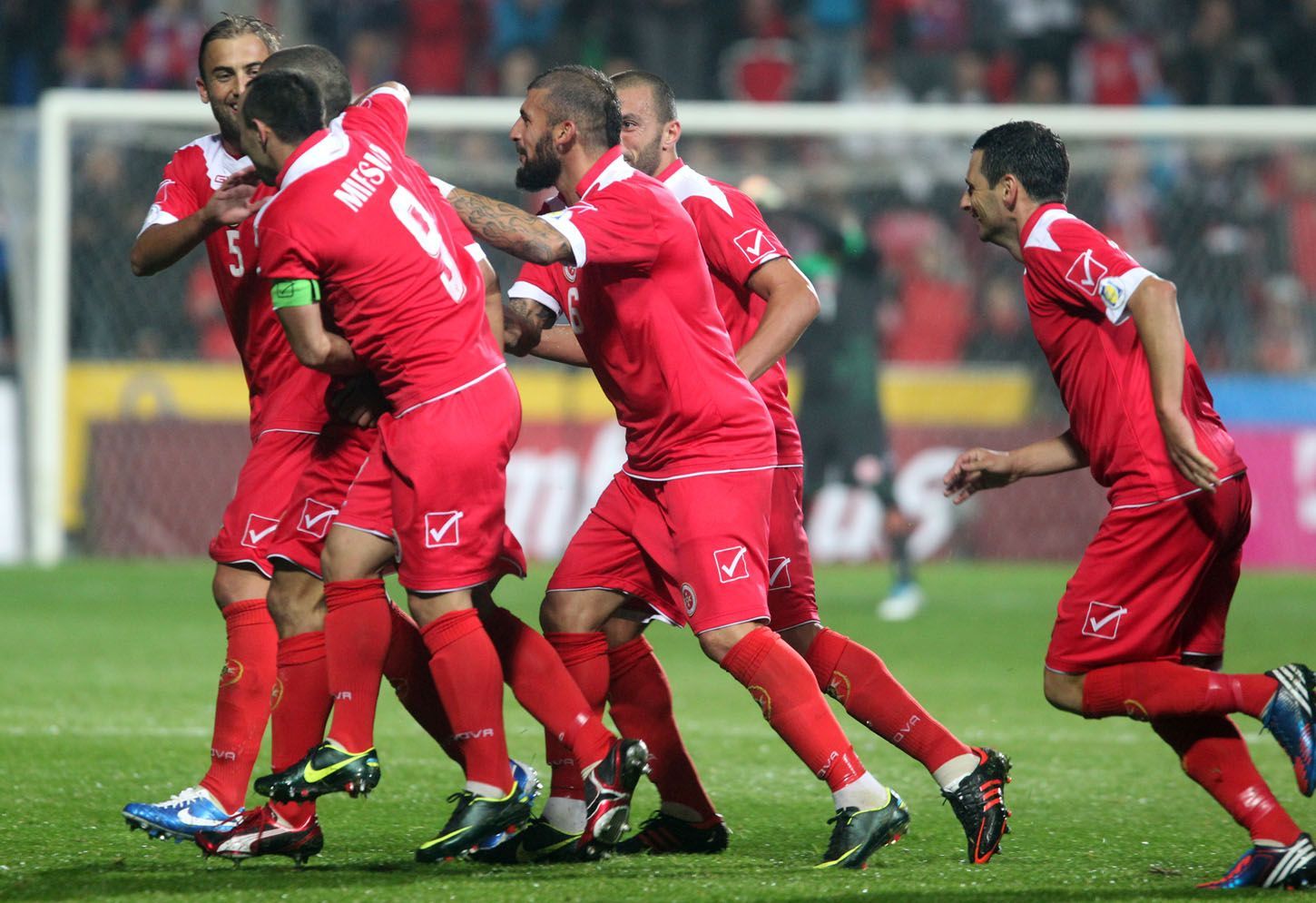 Čeští fotbalisté v kvalifikačním utkání MS 2014 proti Maltě v Plzni.