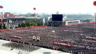 Manifestace na oslavu skončení sjezdu Korejské strany práce a na podporu Kim Čong-ila.