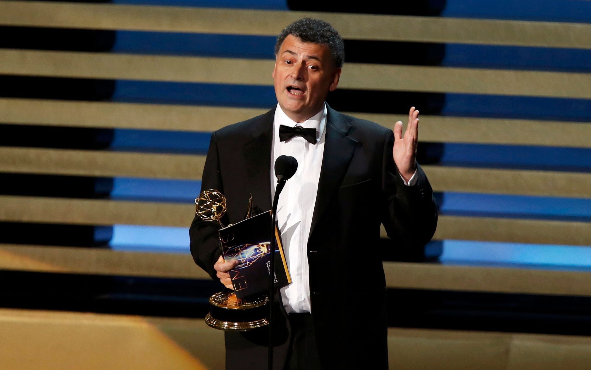 Steven Moffat accepts the award for Outstanding Writing for a Miniseries, Movie or a Dramatic Special for PBS &quot;Sherlock: His Last Vow&quot; onstage during the 66th Primetime Emmy Awards in Los An